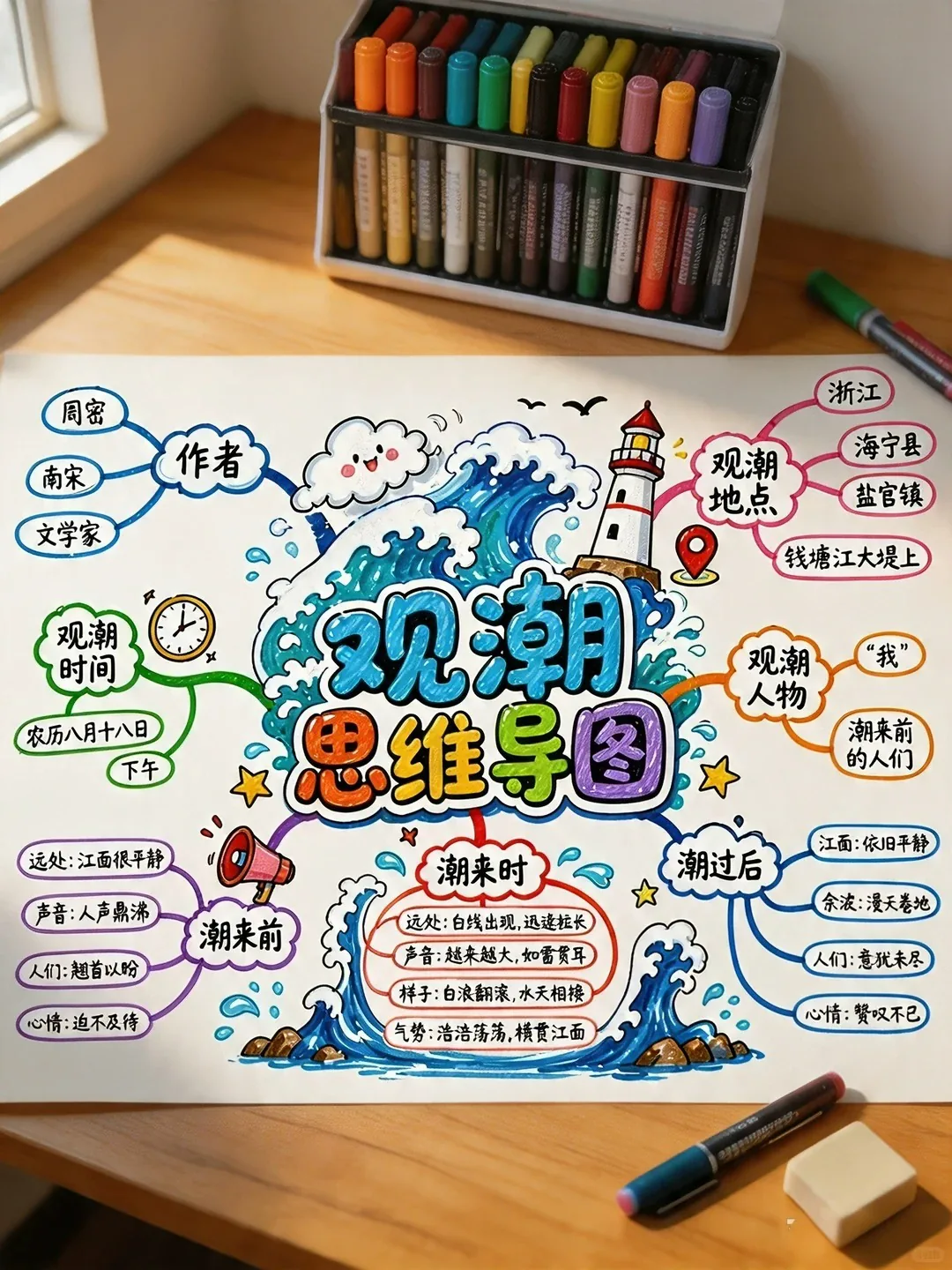 色彩清晰的知识思维导图作品